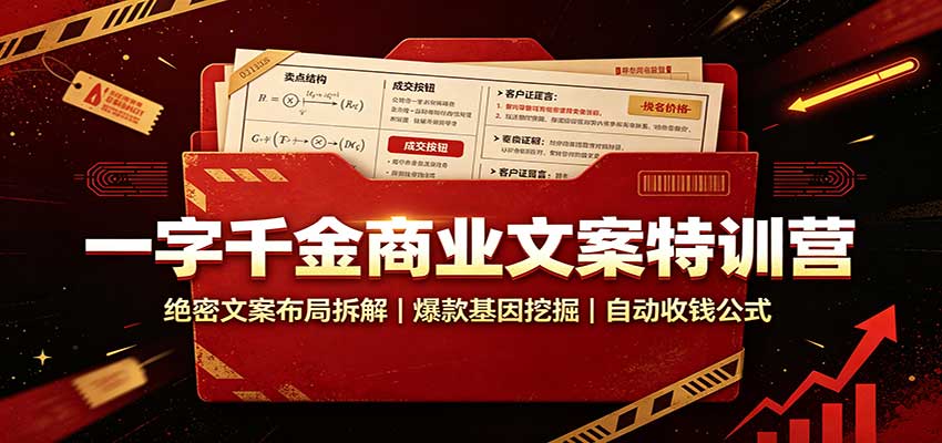 一字千金商业文案特训营：绝密文案布局拆解，爆款基因挖掘，自动收钱公式-985网创