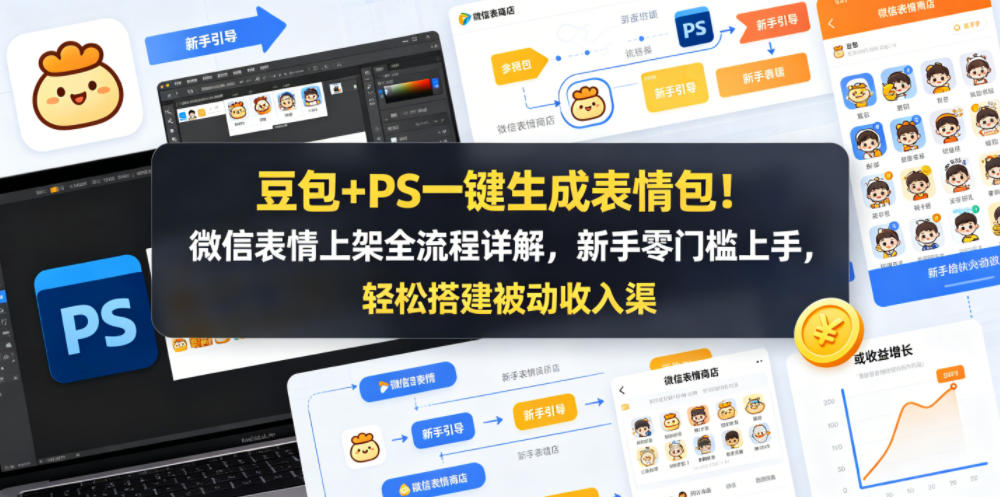 豆包+PS一键生成表情包！微信表情上架全流程详解，新手零门槛上手，轻松搭建被动收入渠道-985网创