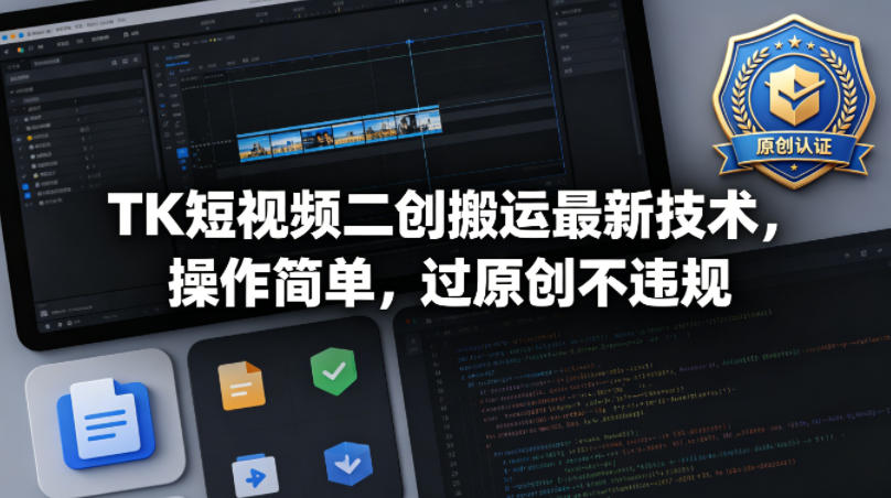 TK短视频二创搬运最新技术，操作简单，过原创不违规-985网创