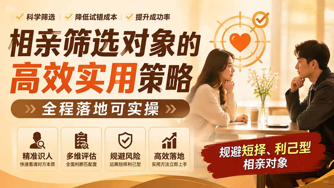 付费文章：相亲筛选对象的高效实用策略，全程落地可实操，规避短择、利己型相亲对象-985网创