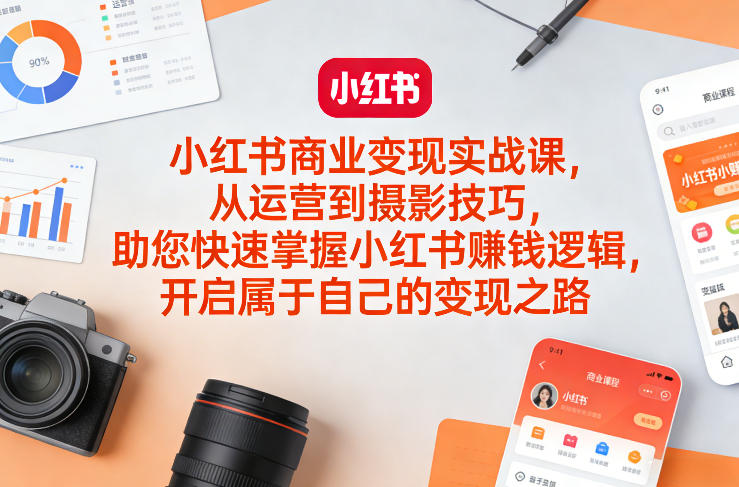 小红书商业变现实战课，从运营到摄影技巧，助您快速掌握小红书賺钱逻辑，开启属于自己的变现之路-985网创