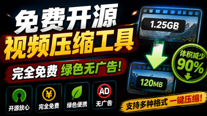 Github开源视频压缩瘦身工具，轻松压缩90%，并保持画质清晰，完全免费绿色无广告！VideoSlim-985网创