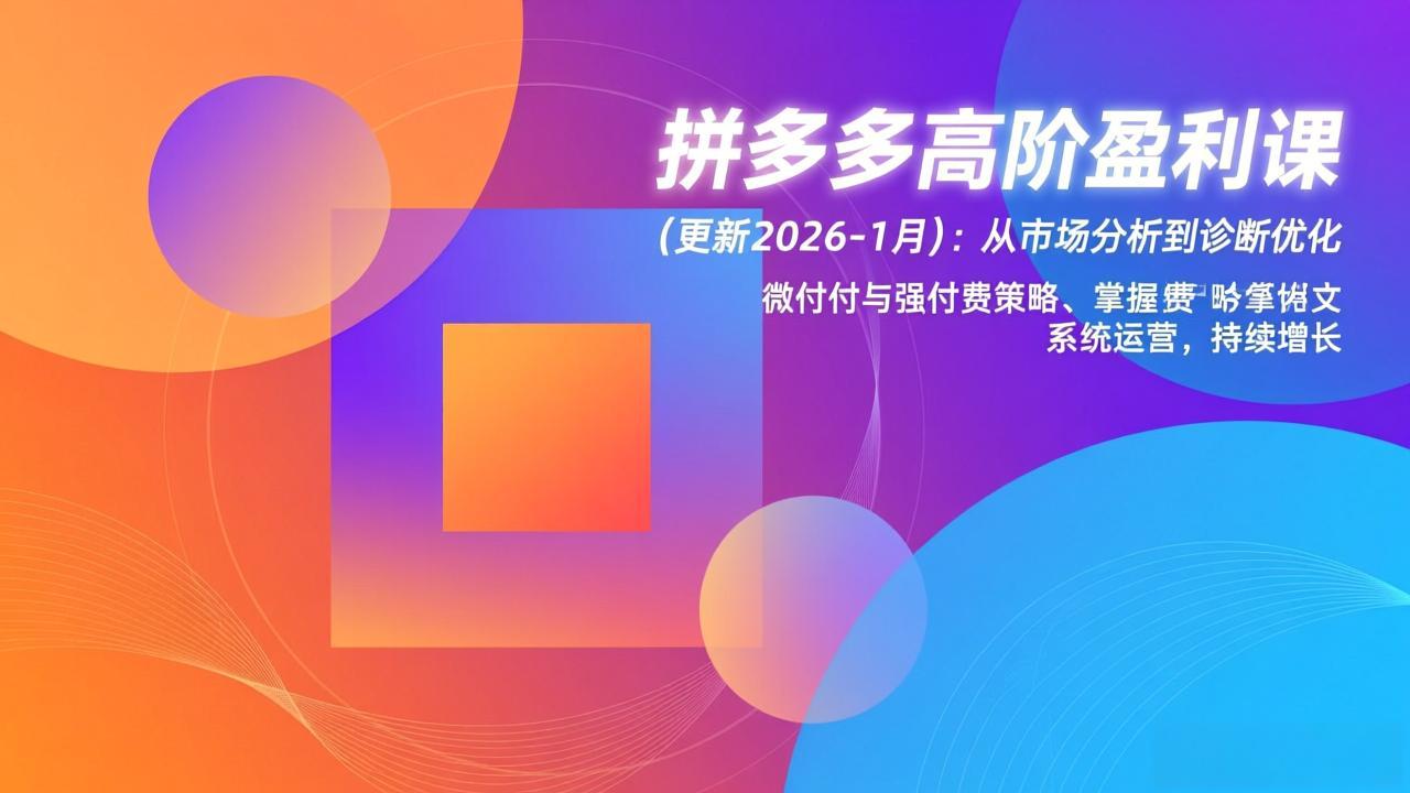 拼多多高阶盈利课(更新2026-1月-985网创