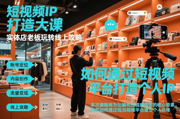 短视频ip打造大课，实体店老板玩转线上攻略-985网创
