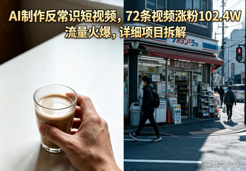 AI制作反常识短视频，72条视频涨粉102.4W，流量火爆，详细项目拆解-985网创