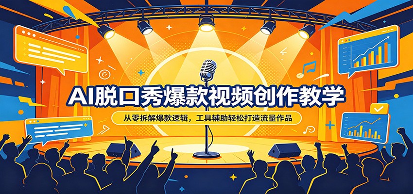 AI脱口秀爆款视频创作教学：从零拆解爆款逻辑，工具辅助轻松打造流量作品-985网创