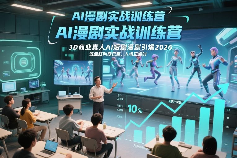AI漫剧实战训练营，3D商业真人AI短剧漫剧引爆2026，流量红利期已至，入场正当时-985网创