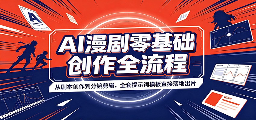 AI漫剧零基础创作全流程：从剧本创作到分镜剪辑，全套提示词模板直接落地出片-985网创