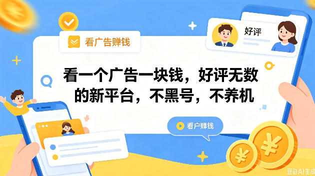看一个广告一块钱，好评无数的新平台，不黑号，不养机，一撸几十块钱还是不错的【揭秘】-985网创