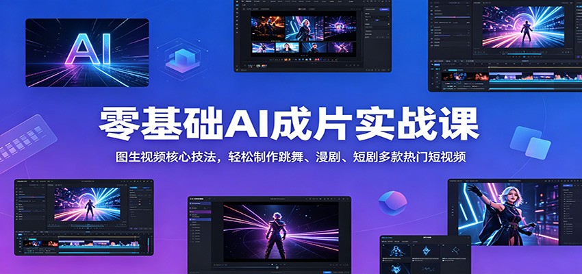 零基础AI成片实战课：图生视频核心技法，轻松制作跳舞、漫剧、短剧多款热门短视频-985网创