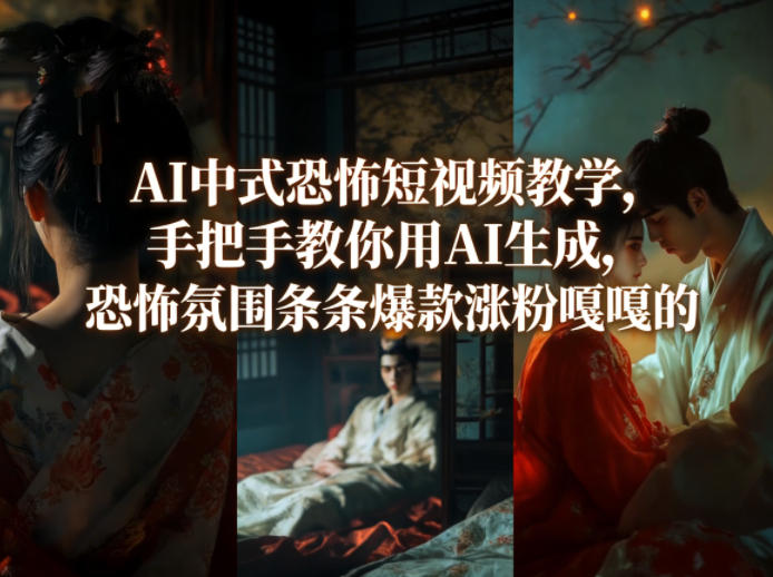 AI中式恐怖短视频教学，手把手教你用AI生成，恐怖氛围条条爆款涨粉嘎嘎的-985网创
