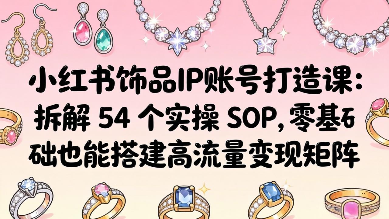 小红书饰品IP账号打造课：拆解 54 个实操 SOP，零基础也能搭建高流量变现矩阵-985网创