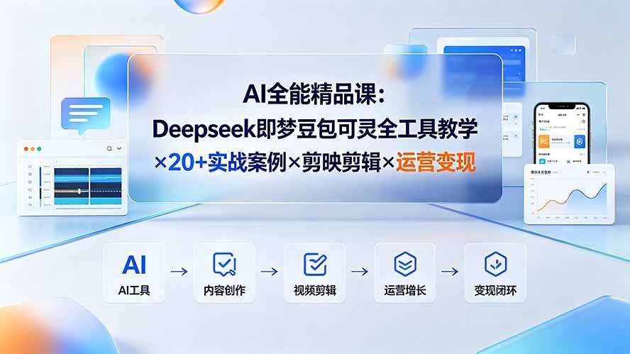 （19278期）AI全能精品课：Deepseek即梦豆包可灵全工具教学×20+实战案例×剪映剪辑×运营变现-985网创