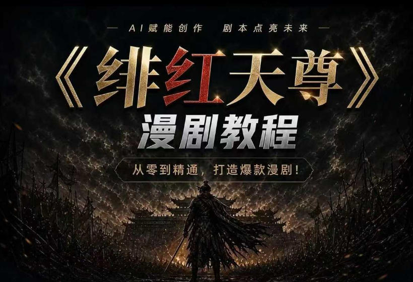 绯红天尊AI漫剧系统教程｜从零入门到精通，工具运用+剧本创作+爆款逻辑+提示词素材+镜头剪辑，全套爆款漫剧落地实战课-985网创