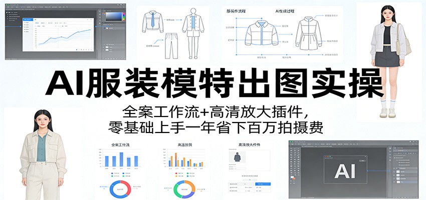 AI服装模特出图实操：全案工作流+ 高清放大插件，零基础上手一年省下百万拍摄费-985网创
