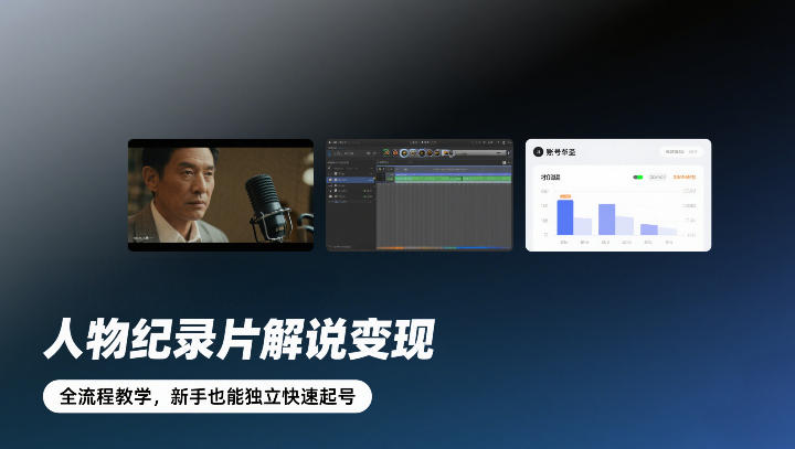 人物纪录片解说变现，全流程教学，新手也能独立快速起号-985网创