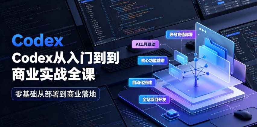 Codex从入门到商业实战全课｜账号充值部署、AI工具联动、核心功能精讲、自动化搭建、全站项目开发零基础教程-985网创