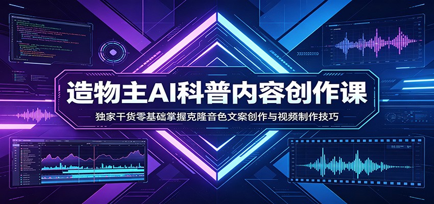 AI科普内容创作课：独家干货零基础掌握克隆音色文案创作与视频制作技巧-985网创