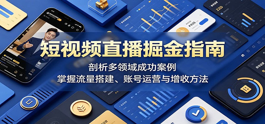 短视频直播掘金指南：剖析多领域成功案例，掌握流量搭建、账号运营与增收方法-985网创