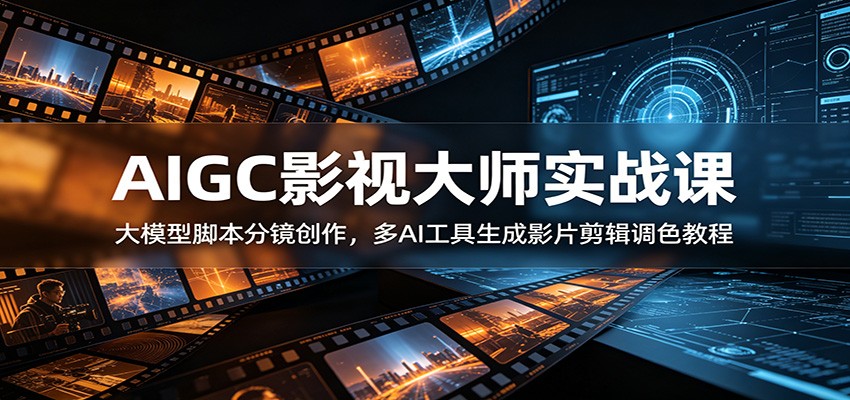 AIGC影视大师实战课：大模型脚本分镜创作，多AI工具生成影片剪辑调色教程-985网创