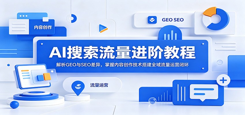 AI搜索流量进阶教程：解析GEO与SEO差异，掌握内容创作技术搭建全域流量运营闭环-985网创