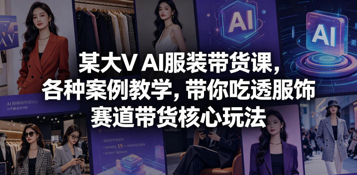 某大V AI服装带货课，各种案例教学，带你吃透服饰赛道带货核心玩法-985网创