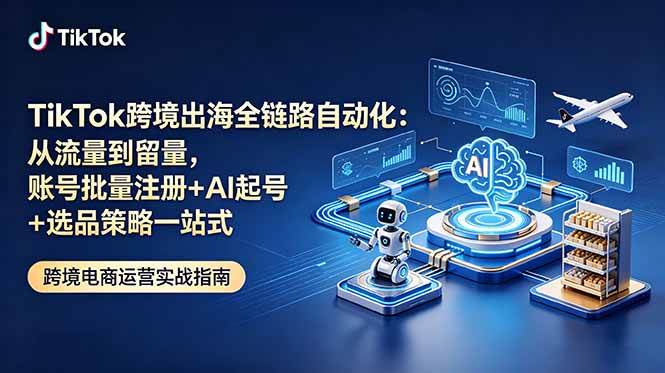 （18907期）TikTok跨境出海全链路自动化：从流量到留量，账号批量注册+AI起号+选品策略一站式-985网创