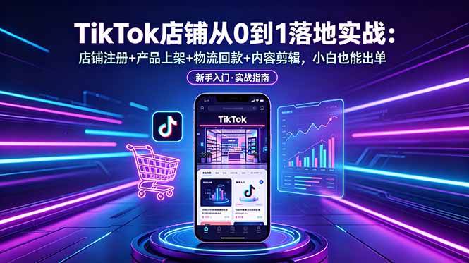 （18862期）TikTok店铺从0到1落地实战：店铺注册+产品上架+物流回款+内容剪辑，小白也能出单-985网创
