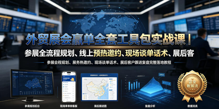 外贸展会赢单全套工具包实战课｜参展全流程规划、线上预热邀约、现场谈单话术、展后客户跟进复盘完整落地教程-985网创