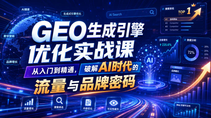 GEO生成引擎优化实战课，从入门到精通，破解AI时代的流量与品牌密码-985网创