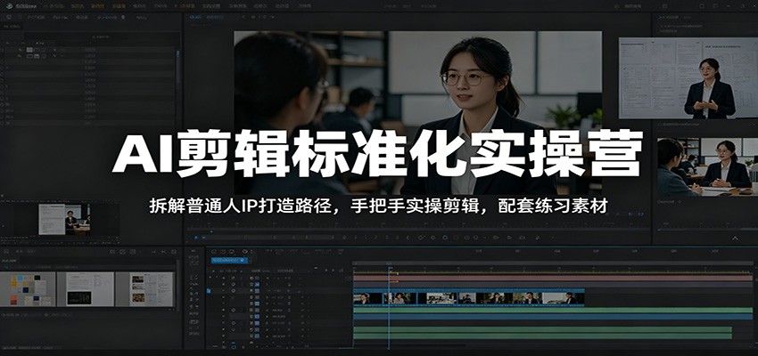AI剪辑标准化实操营：拆解普通人IP打造路径，手把手实操剪辑，配套练习素材-985网创