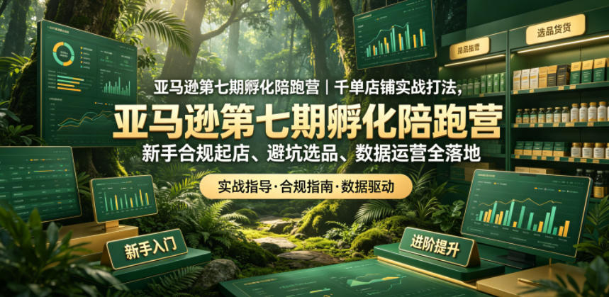 亚马逊第七期孵化陪跑营｜千单店铺实战打法，新手合规起店、避坑选品、数据运营全落地-985网创