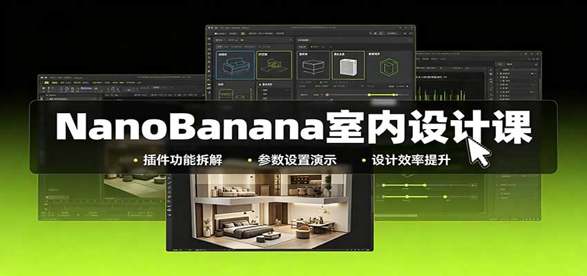 NanoBanana室内设计课：无限画布配置，插件实操，生图改图视频制作-985网创