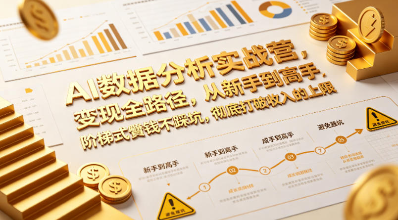 AI数据分析实战营，变现全路径，从新手到高手，阶梯式賺钱不踩坑，彻底打破收入的上限-985网创