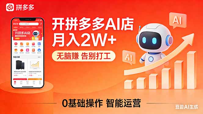 开一家拼多多AI店，月入2W+，无脑赚，告别打工，附SOP手册-985网创