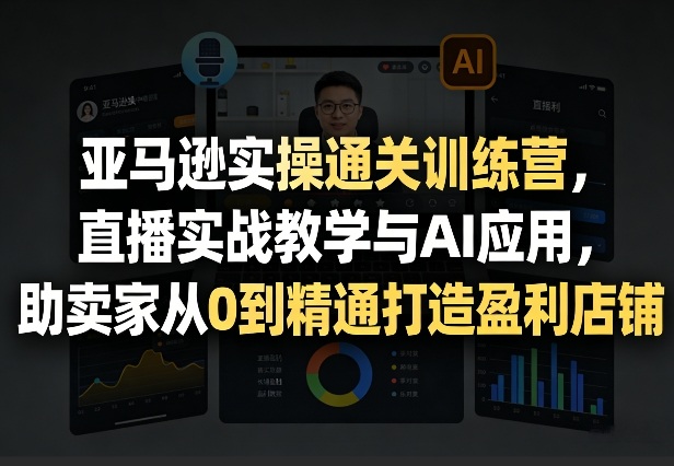 亚马逊实操通关训练营，直播实战教学与AI应用，助卖家从0到精通打造盈利店铺(更新3月)-985网创