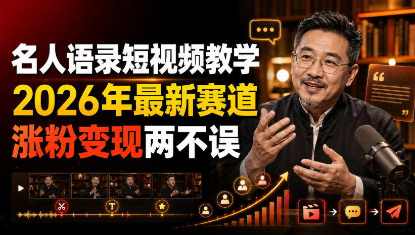 名人语录短视频教学，2026年最新赛道，涨粉变现两不误-985网创
