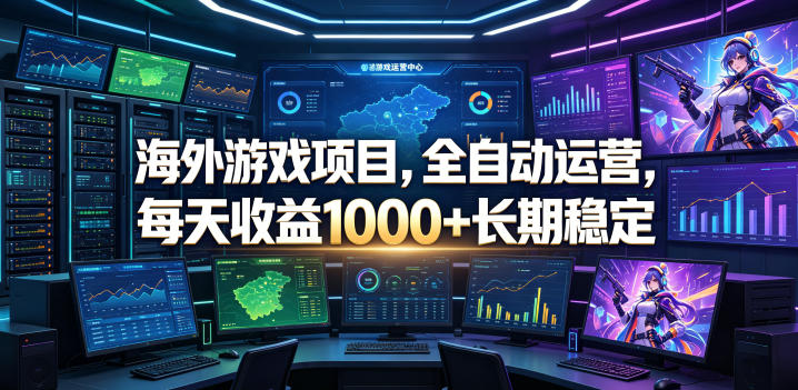 海外游戏项目，全自动运营，每天收益1000+长期稳定【揭秘】-985网创