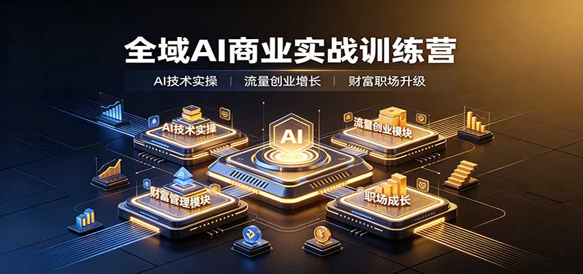 全域AI商业实战训练营：涵盖AI技术实操、流量创业、财富管理与职场成长全体系内容-985网创