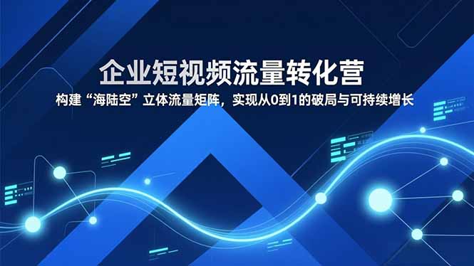 企业短视频流量转化营，构建“海陆空”立体流量矩阵，实现从0到1的破局与可持续增长-985网创