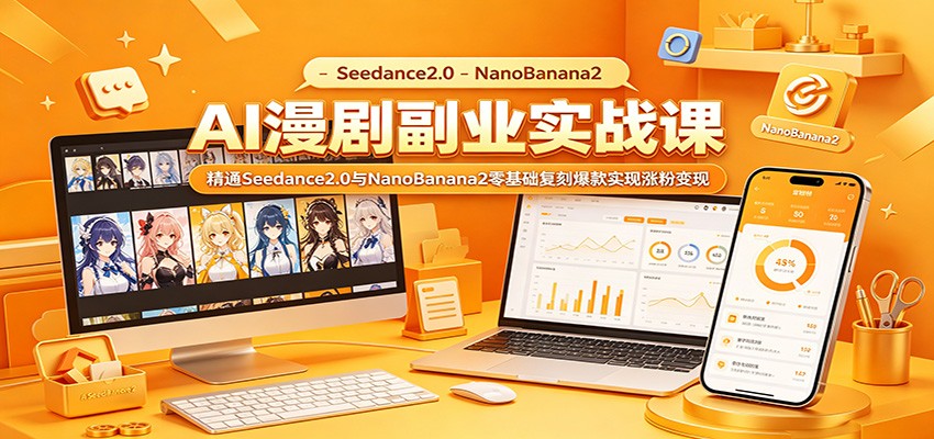 AI漫剧副业实战课：精通Seedance2.0与NanoBanana2零基础复刻爆款实现涨粉变现-985网创