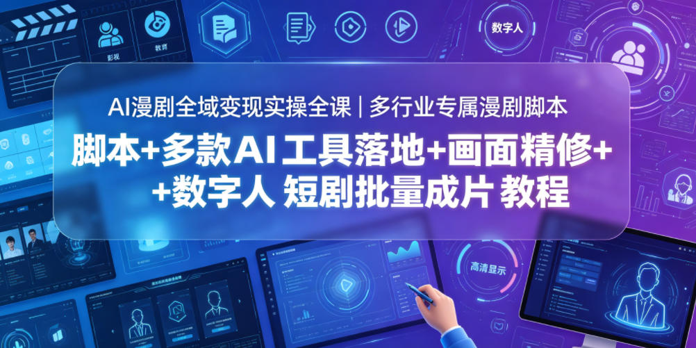 AI漫剧全域变现实操全课｜多行业专属漫剧脚本+多款AI工具落地+画面精修+数字人短剧批量成片全教程-985网创