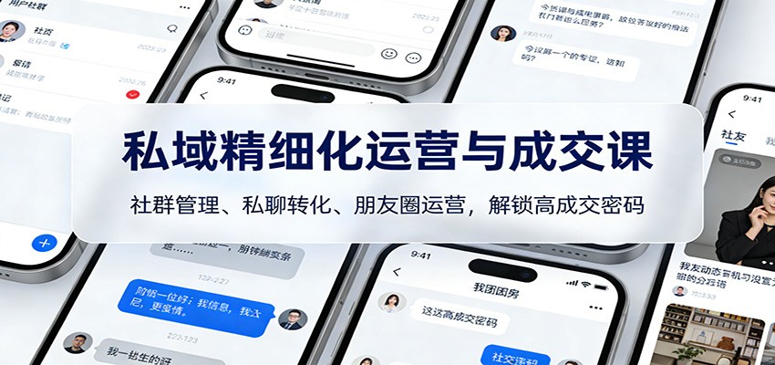私域精细化运营与成交课：社群管理、私聊转化、朋友圈运营，解锁高成交密码-985网创