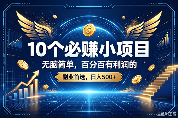 （19192期）15个必赚的小项目，百分百赚元子的，无脑简单，副业首选，日入500+-985网创