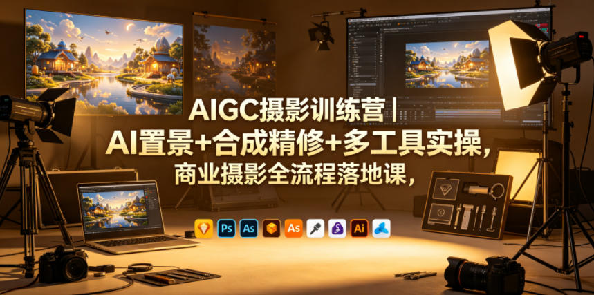 AIGC摄影训练营｜AI置景+合成精修+多工具实操，商业摄影全流程落地课-985网创