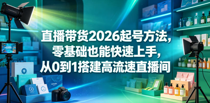 直播带货2026起号方法，零基础也能快速上手，从0到1搭建高流速直播间-985网创