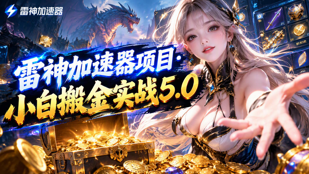 雷神加速器项目·小白搬金实战5.0，抖音W播100-150r，小白入局一天也能几十r-985网创