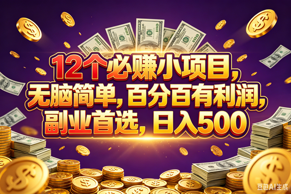 （18976期）12个必赚的小项目，百分百赚元子，无脑简单，副业首选，日入500+-985网创