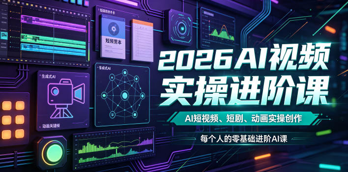 2026AI视频实操进阶课，AI短视频、短剧、动画实操创作，每个人的零基础进阶ai课-985网创