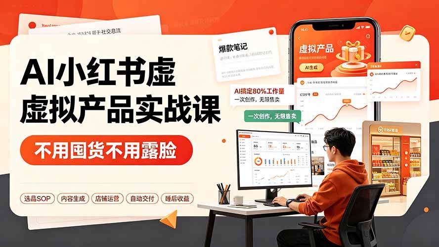 （19314期）AI小红书虚拟产品实战课-更新：不用囤货不用露脸，AI搞定80%工作量，一次创作无限售卖睡后收益-985网创
